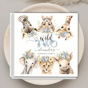 Serviette En Papier Deux sauvages Safari Jungle Boy 2e Anniversaire se