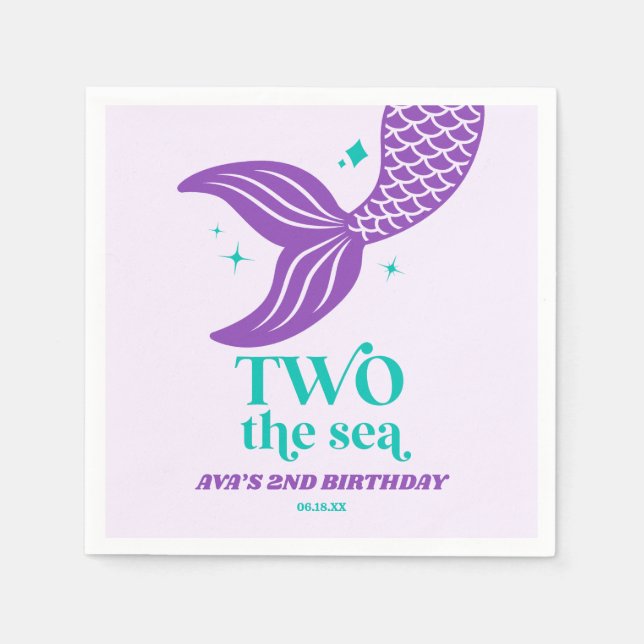 Serviette En Papier DEUX Sea Mermaid 2e fête d'anniversaire (Devant)