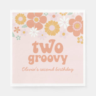 Serviette En Papier Deux serviettes de deuxième anniversaire florales 