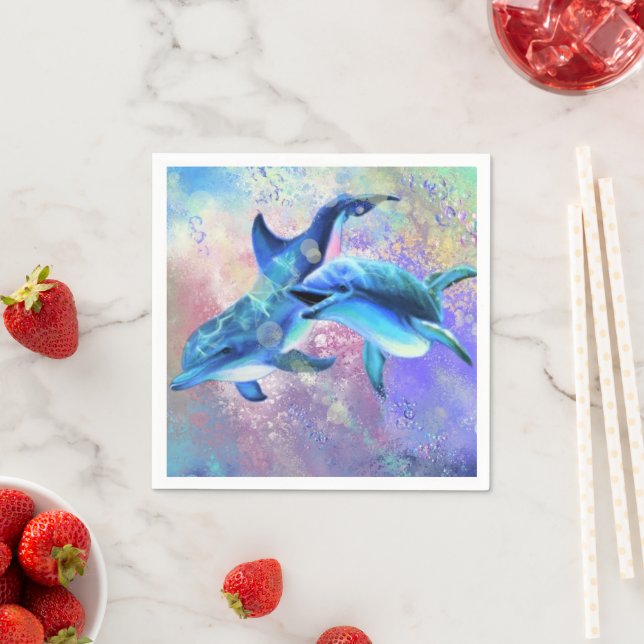 Serviette En Papier Deux serviettes Dolphin (En situation)