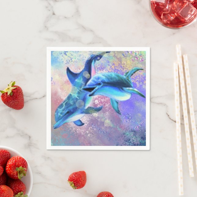 Serviette En Papier Deux serviettes Dolphin (En situation)