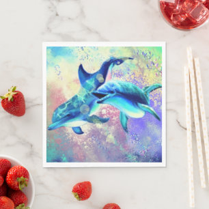 Serviette En Papier Deux serviettes Dolphin Joyeux Famille