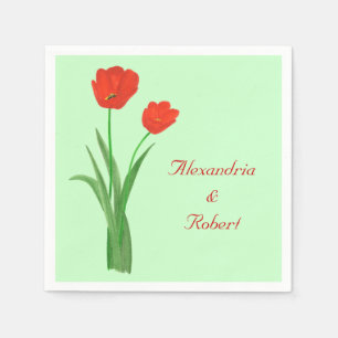 Serviette En Papier Deux serviettes Mariage personnalisées de Tulipes