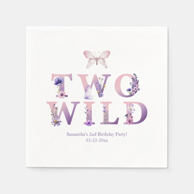 Serviette En Papier Deux Serviettes Wild Second Anniversaire Floral Pa (Devant)