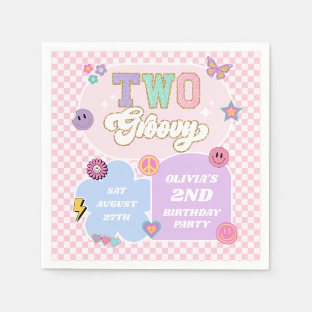 Serviette En Papier Deux Super Preppy Patch 2e fête d'anniversaire (Devant)