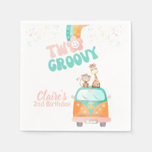 Serviette En Papier Deux Super Retro Floral arc-en-ciel fête anniversa