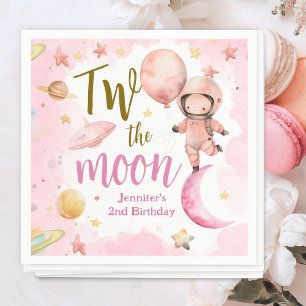 Serviette En Papier Deux sur la Lune ! Fille Astronaute Espace 2ème An