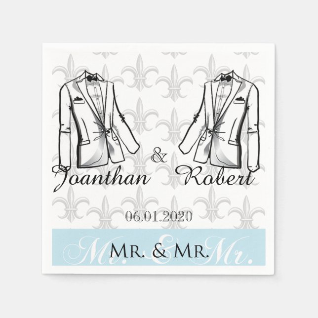 Serviette En Papier Deux Tuxedo Groom Gay Mariage Napkin (Devant)