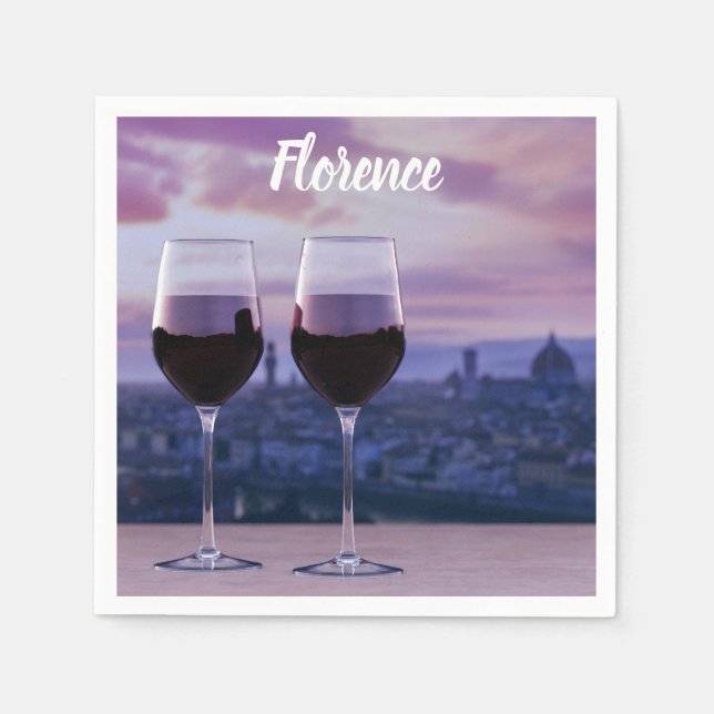 Serviette En Papier Deux verres de vin rouge sur la ligne d'horizon de (Devant)