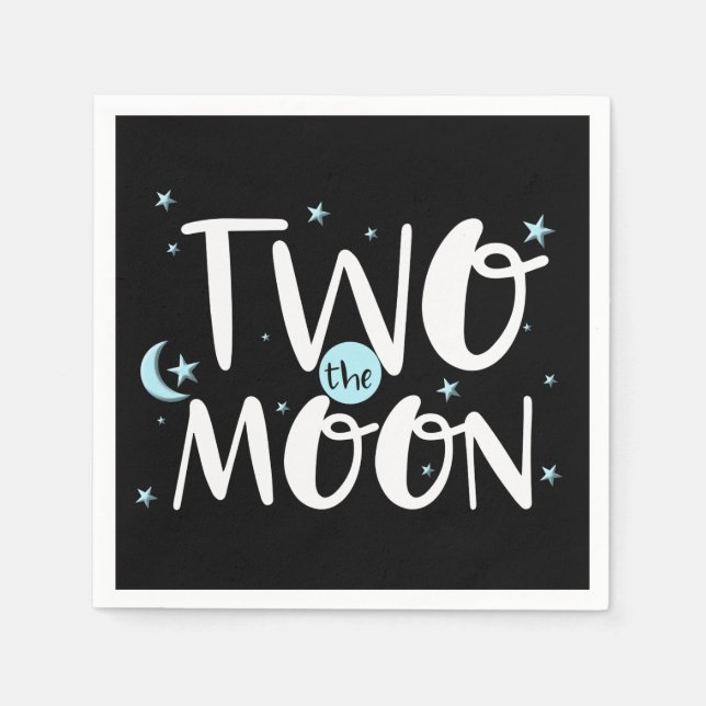Serviette En Papier DEUX VERS LA LUNE Fête d'anniversaire de la fusée  (Devant)