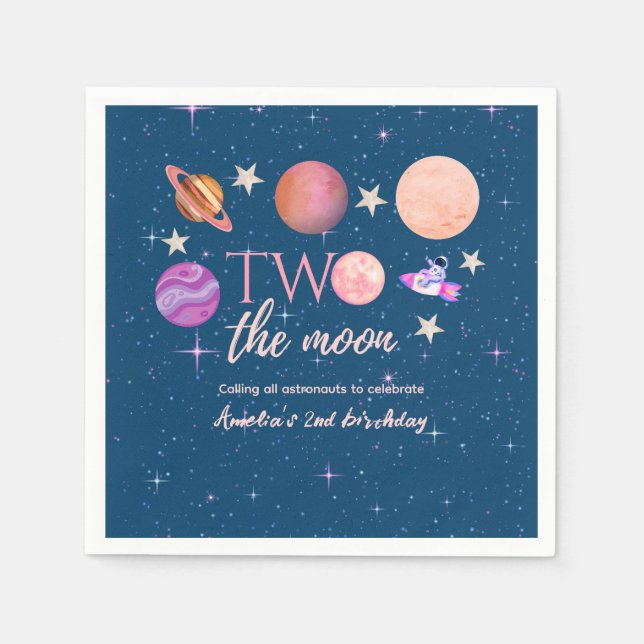 Serviette En Papier Deux vers la Lune  Navire de l'espace extra-atmosp (Devant)
