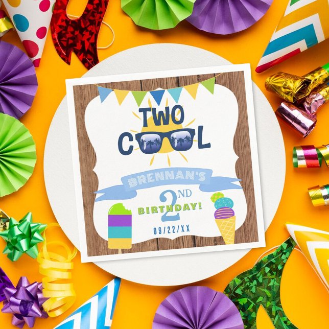 Serviette En Papier Deux Vibes d'été Cool 2e fête d'anniversaire (Créateur téléchargé)