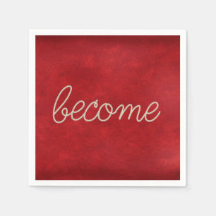 Serviette En Papier DEVENIR Corde Texte sur Cuir Rouge