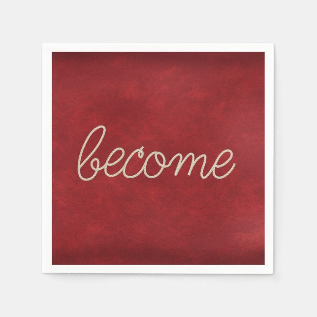 Serviette En Papier DEVENIR Corde Texte sur Cuir Rouge (Devant)