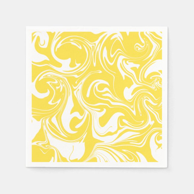 Serviette En Papier Déversement - Citron jaune et blanc (Devant)