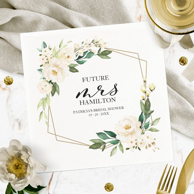Serviette En Papier Déversement de verdure géométrique blanc pour mari (Créateur téléchargé)