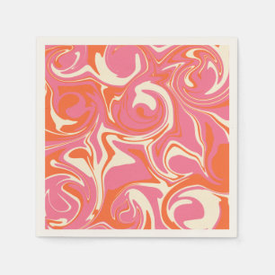 Serviette En Papier Déversement - rose, orange et crème
