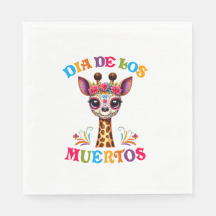 Serviette En Papier Dia De Los Muertos Floral Crâne Giraffe Mexicaine