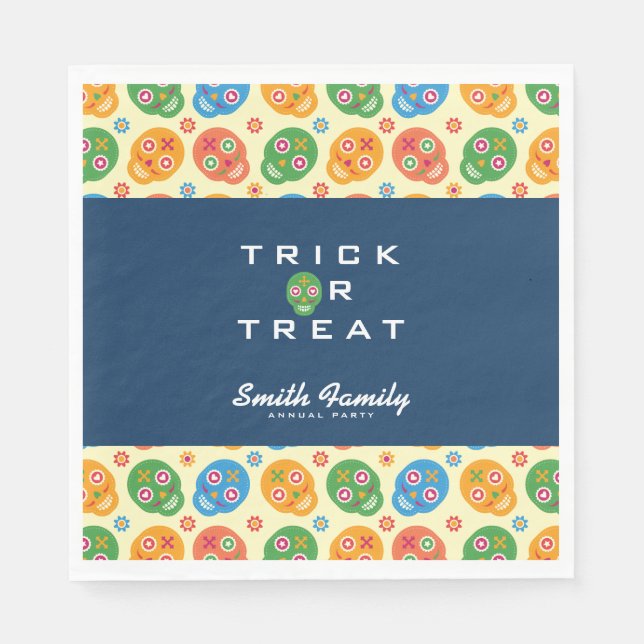 Serviette En Papier Dia De Los Muertos. Jour des morts. Crânes à sucre (Devant)