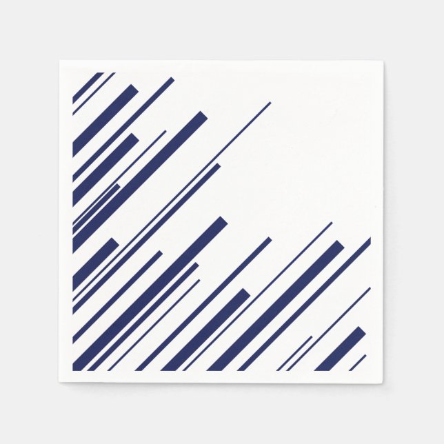 Serviette En Papier Diagonales en bleu et blanc (Devant)
