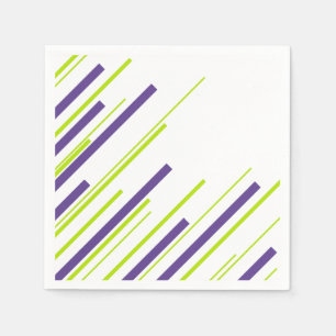 Serviette En Papier Diagonales en vert citron vert et violet
