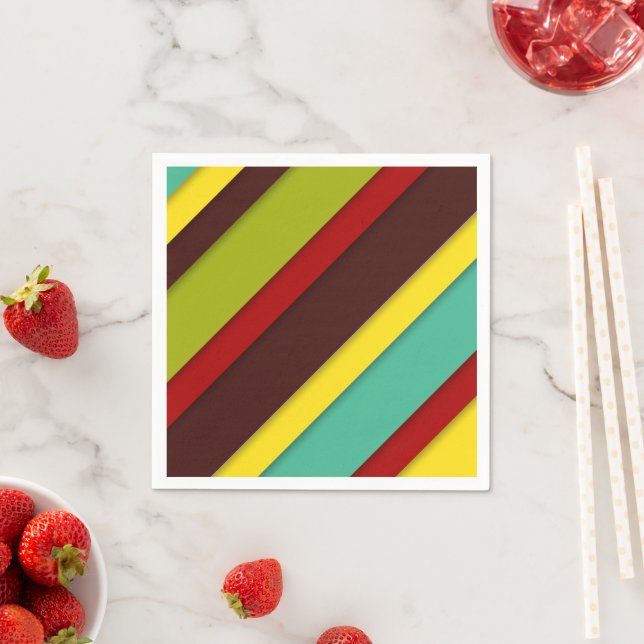Serviette En Papier Diagonales multicolores (En situation)