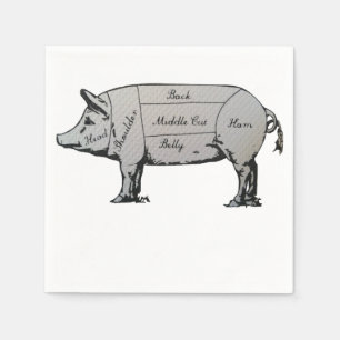 Serviette En Papier Diagramme de cochon du boucher