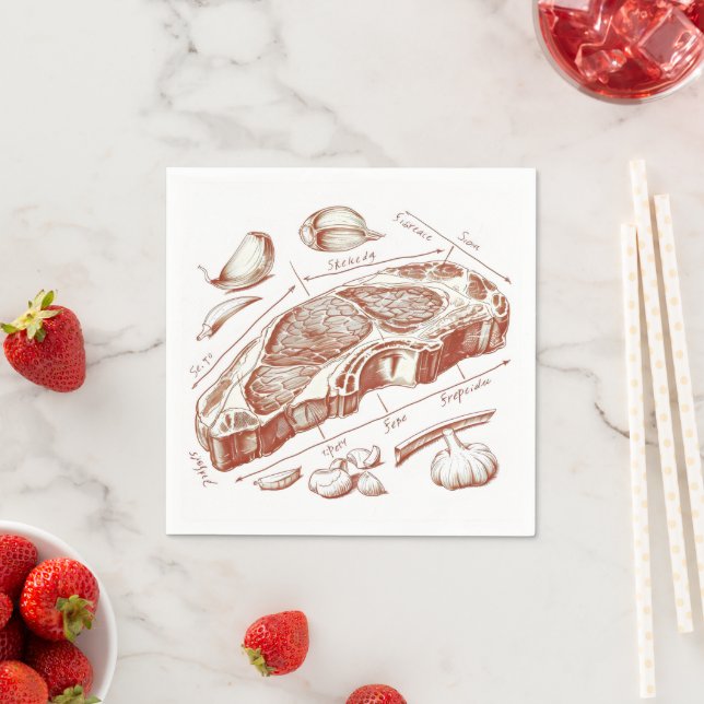 Serviette En Papier Diagramme de Steak Old School (En situation)