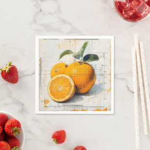 Serviette En Papier Diagramme Orange Vintage