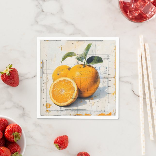 Serviette En Papier Diagramme Orange Vintage (En situation)