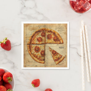 Serviette En Papier Diagramme Vintage de pizza