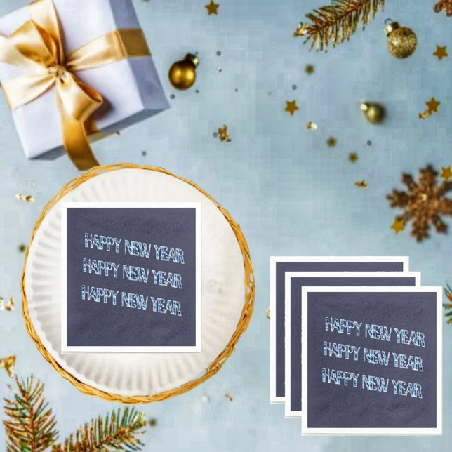 Serviette En Papier Diamant bleu HNY (Set up your New Year's dining table, and Celebrate, with these HNY Blue Diamond Paper Napkins!)