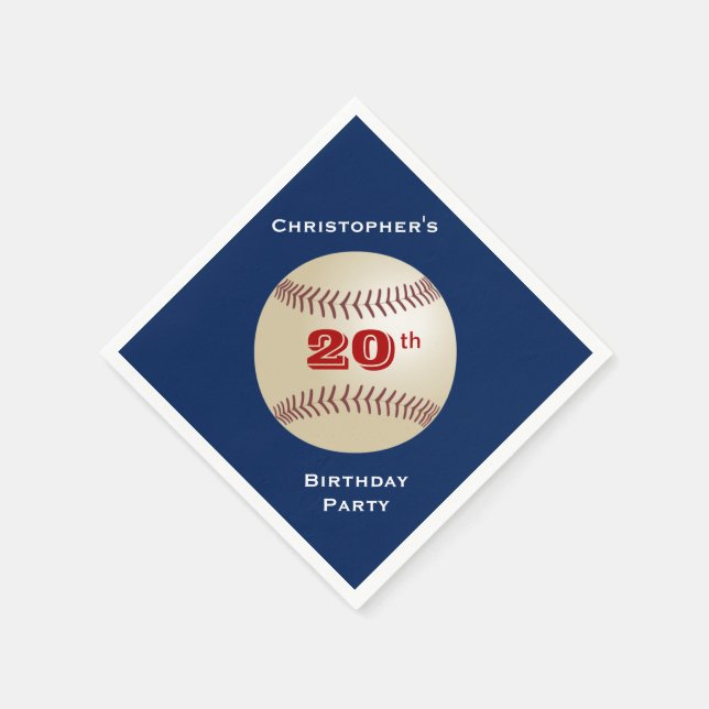 Serviette En Papier Diamant de baseball, fête du 20e anniversaire, nom (Coin)