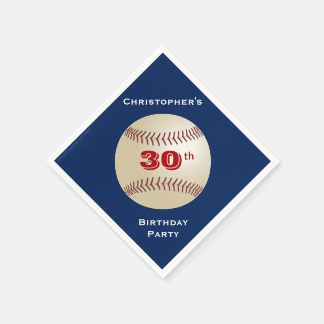 Serviette En Papier Diamant de baseball, Nom, 30e Anniversaire (Coin)