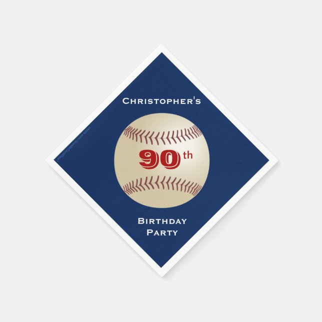 Serviette En Papier Diamant de baseball, Nom, 90e Anniversaire (Coin)