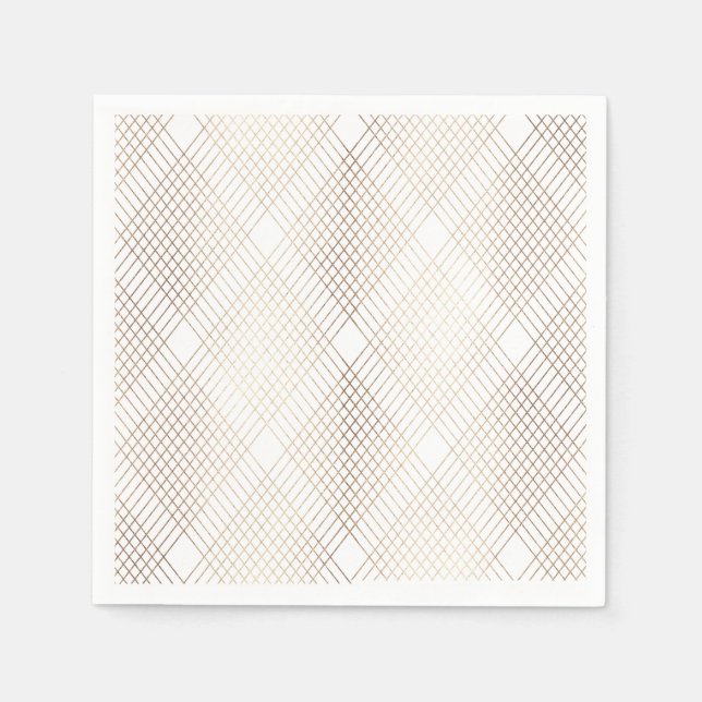 Serviette En Papier Diamant Géométrique Blanc Mariage d'or Table (Devant)