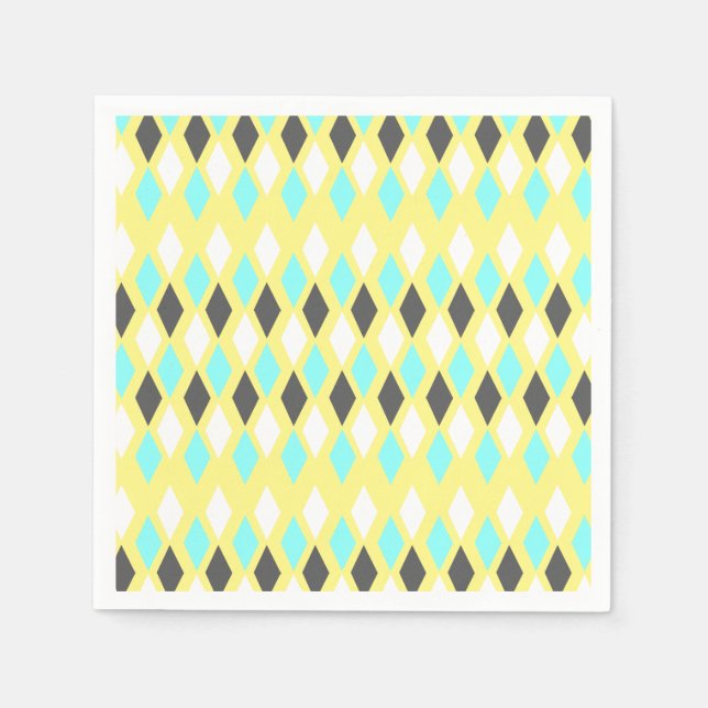 Serviette En Papier Diamants atomiques du milieu du siècle sur le jaun (Devant)