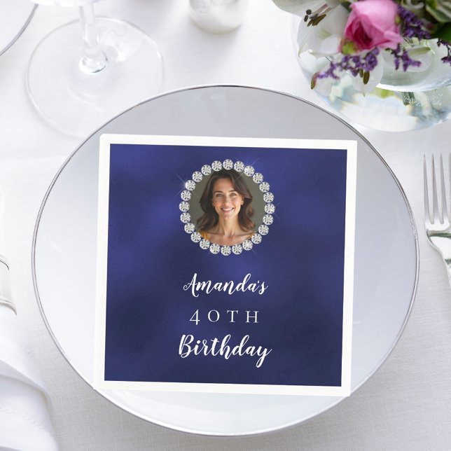Serviette En Papier Diamants de photo bleus blancs (Créateur téléchargé)