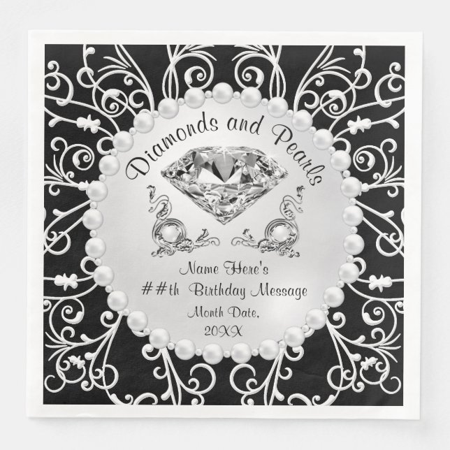 Serviette En Papier Diamants et Pearls Party Thème Napkins (Devant)