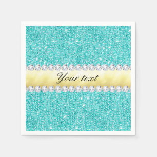 Serviette En Papier Diamants personnalisés d'or de paillettes de