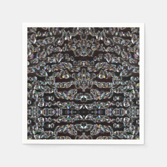 Serviette En Papier Diamond bijou motif élégant argent noir fête (Devant)