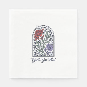 Serviette En Papier Dieu a ça foi florale vintage