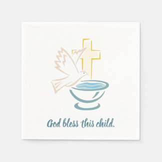 Serviette En Papier Dieu bénisse cet enfant (bleu)