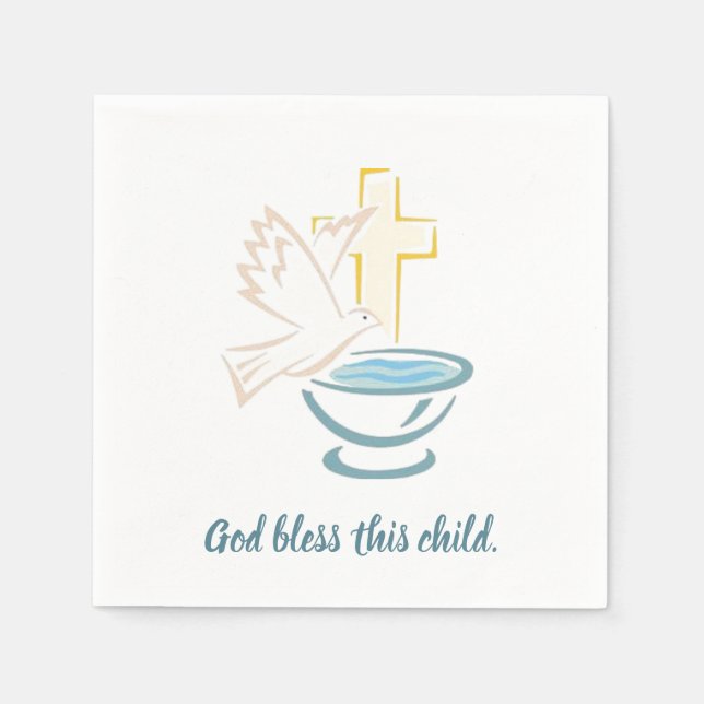 Serviette En Papier Dieu bénisse cet enfant (bleu) (Devant)