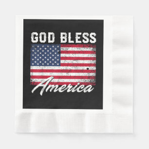 Serviette En Papier Dieu bénisse l'Amérique USA Drapeau 4 juillet patr