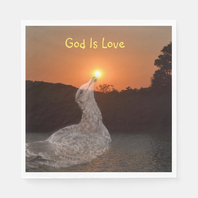 Serviette En Papier Dieu est l'amour coucher de soleil (Devant)