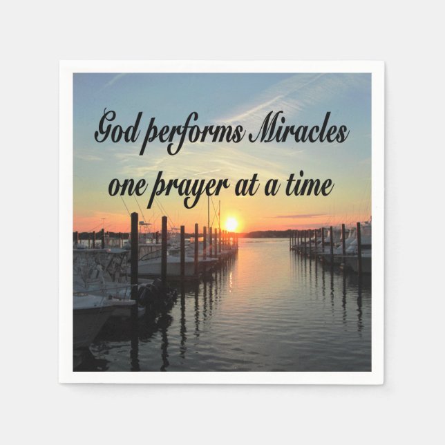 SERVIETTE EN PAPIER DIEU FAIT DES MIRACLES UNE PRIÈRE À LA FOIS (Devant)
