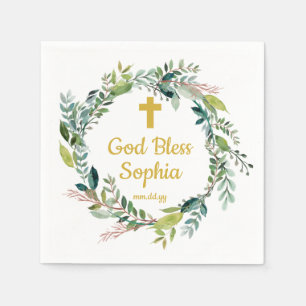 Serviette En Papier Dieu Fils Béni Fille Baptême Parti Communion