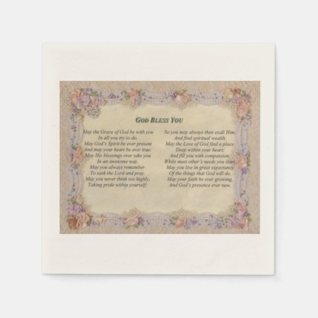 Serviette En Papier Dieu vous bénisse Napkins (Devant)