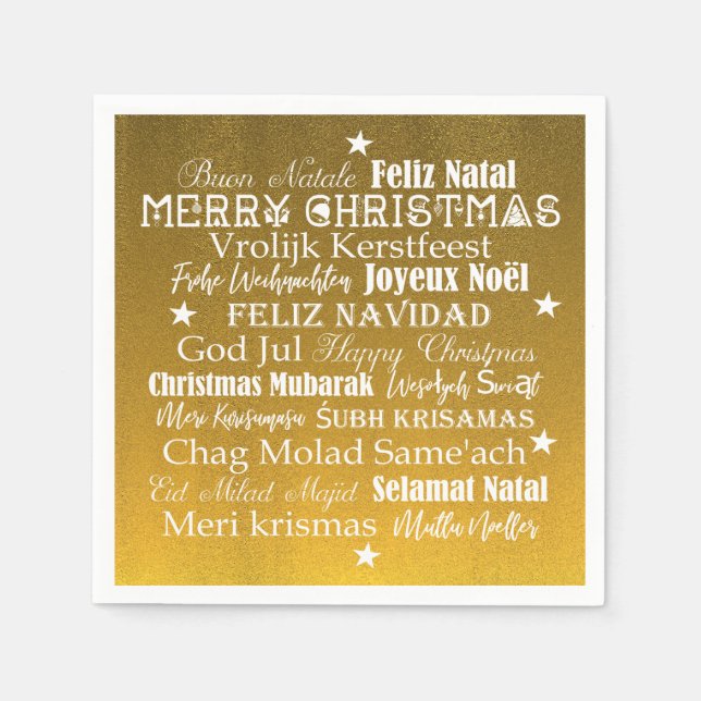 Serviette En Papier Différentes langues de Joyeux Noël (Devant)
